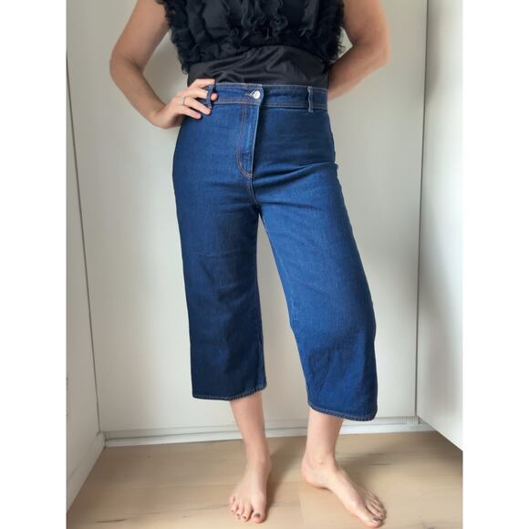 Vintage Denim Gaucho Pants Dark Wash Size 8/29 Wide Leg 70s Fall trend - Picture 9 of 9